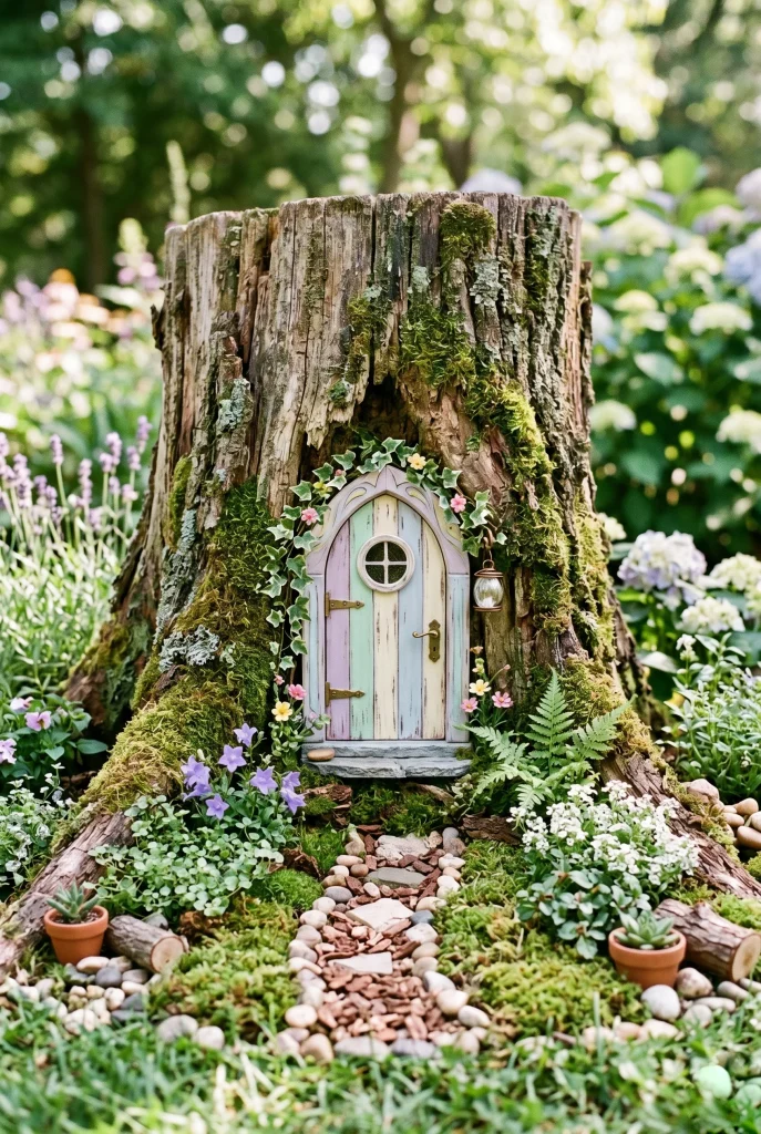 1. Start With a Fairy Door on a Tree Stump