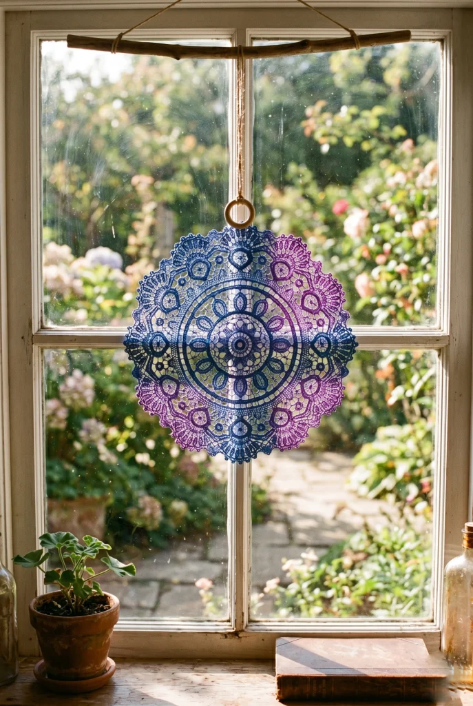 11. Lace Doily Suncatcher