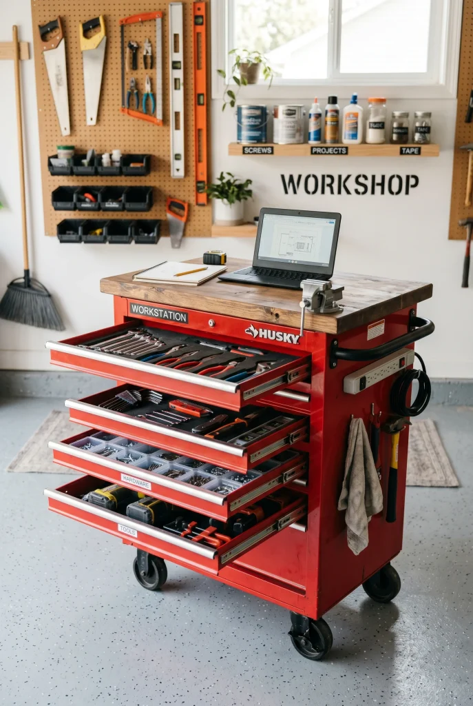 11. Use a Rolling Cart as a Mobile Workstation