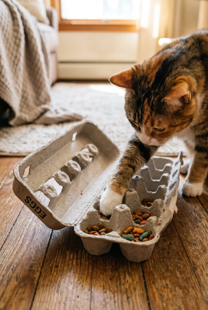 12. Egg Carton Treat Dispenser