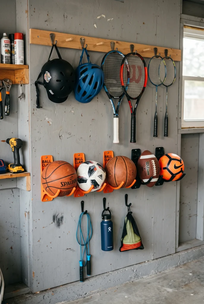 13. Hang Sports Gear on a Ball Claw Rack