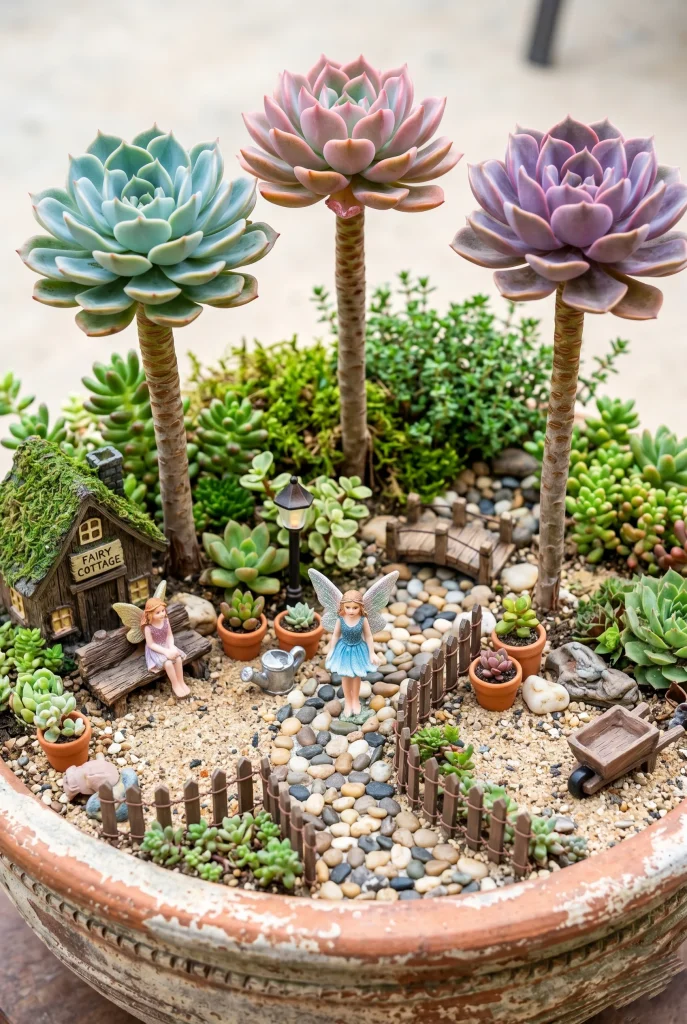 13. Use Succulents as Fairy Garden Trees