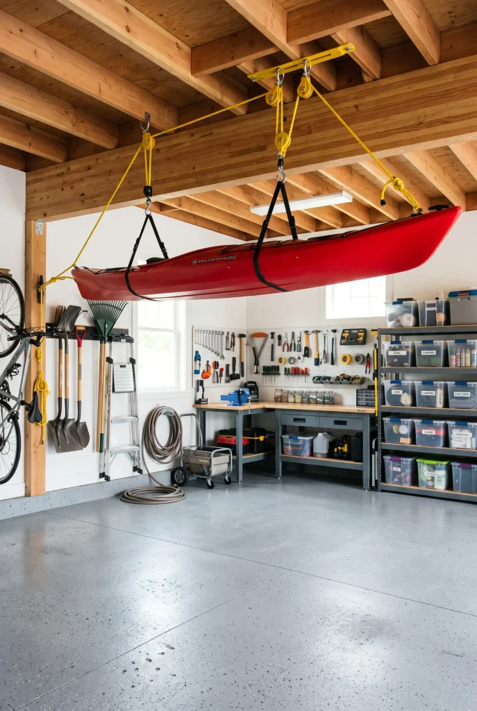 14. Install Overhead Pulley Storage for Kayaks or Ladders