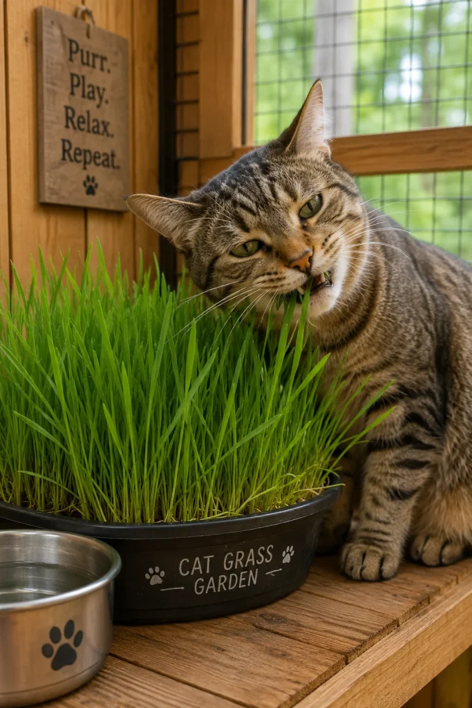 17. Built In Cat Grass Garden