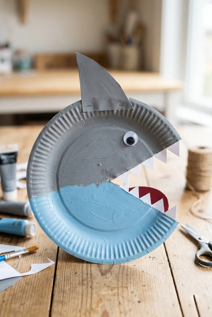 30 Fun Paper Plate Crafts Kids Will Absolutely Love Making 23 19. Paper Plate Shark