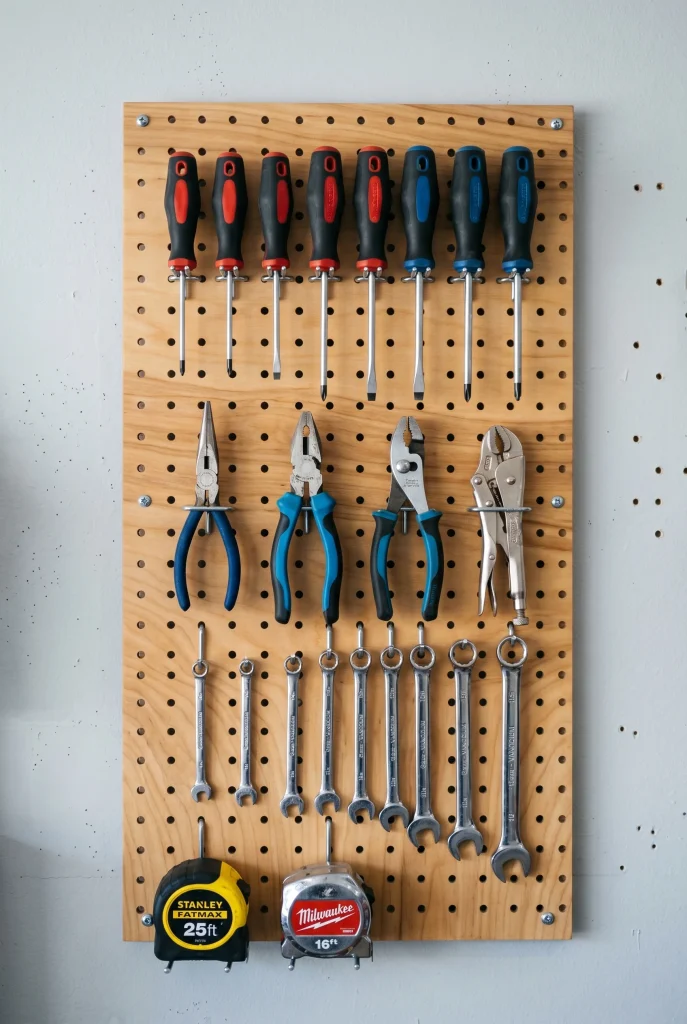 2. Wall Mounted Pegboards for Tools