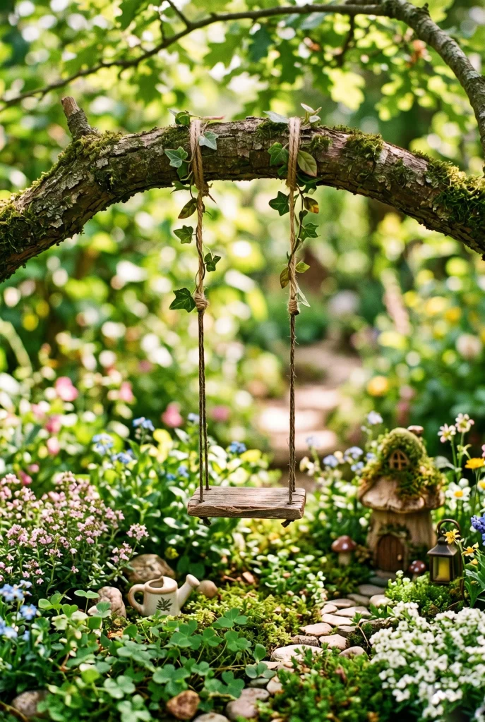 20. Add a Fairy Garden Swing to a Branch