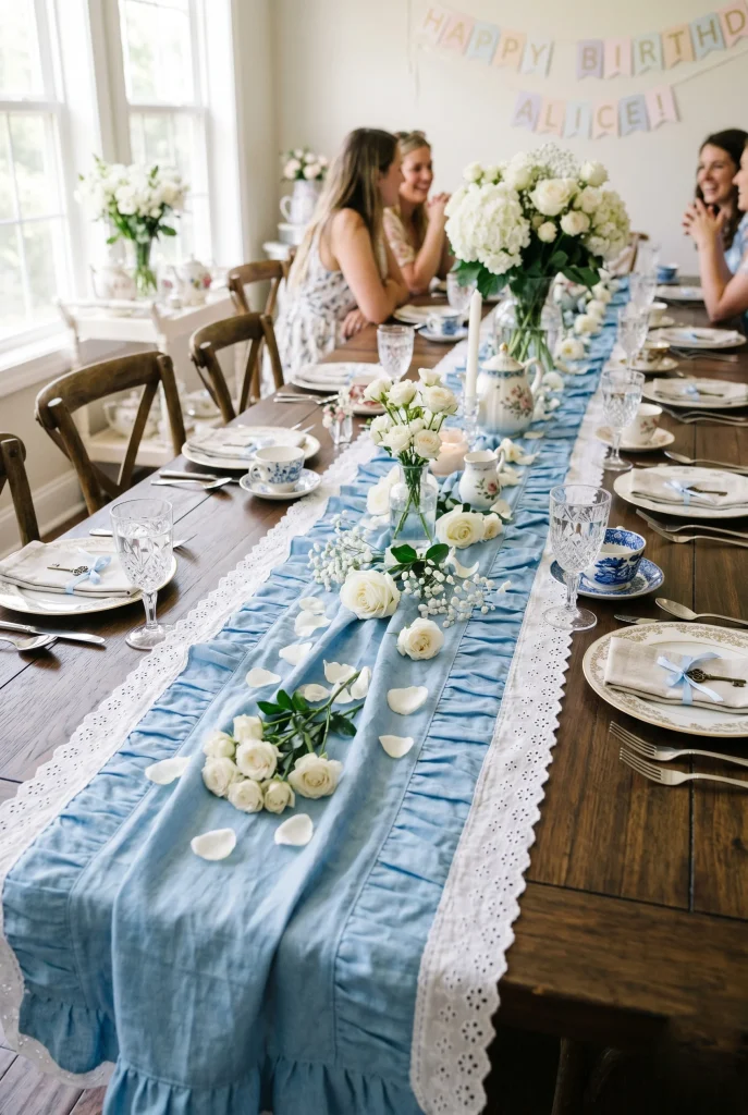 20. DIY Alices Blue Dress Table Runner