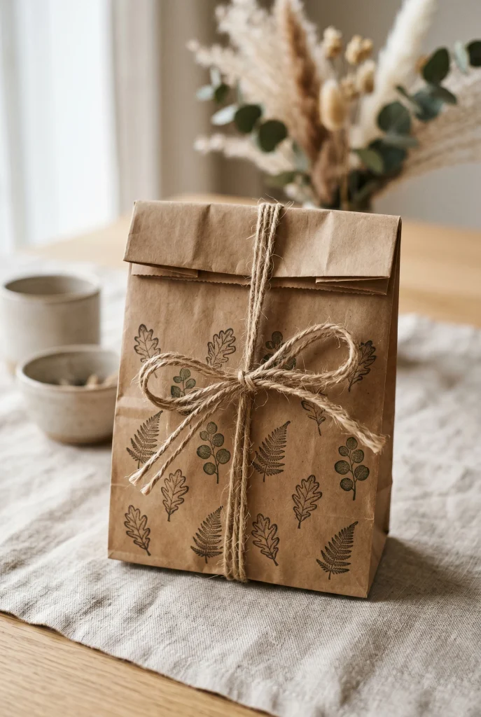 21. Brown Paper Bag With Stamp and Twine