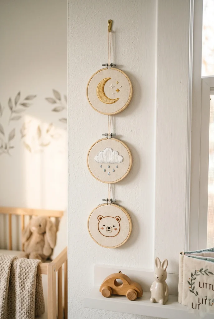 21. Embroidered Nursery Hoop Art