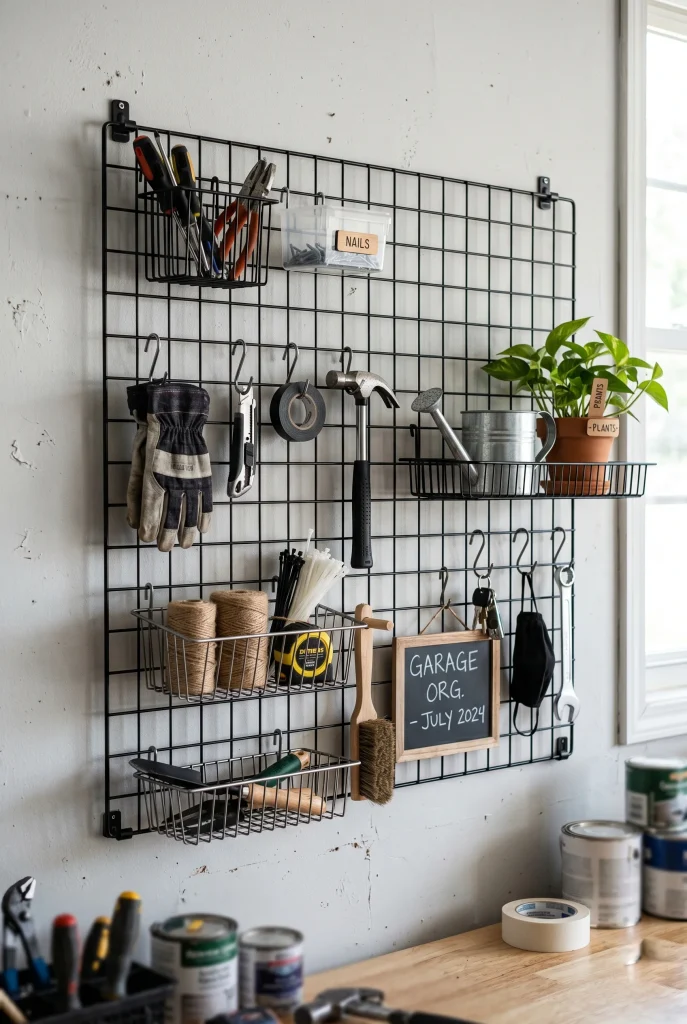 22. Use a Wire Grid Panel as a Flexible Organizer