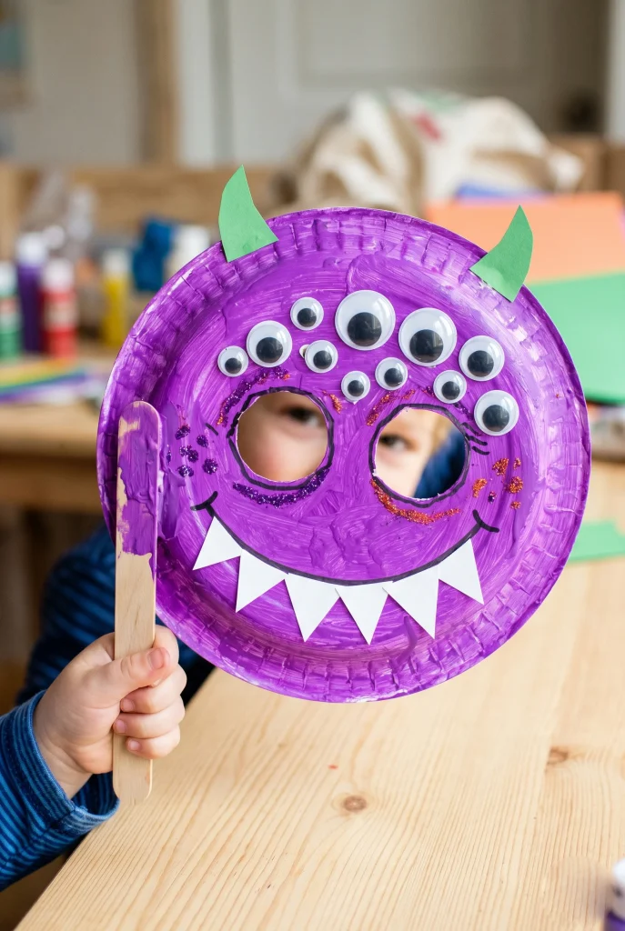 30 Fun Paper Plate Crafts Kids Will Absolutely Love Making 27 23. Paper Plate Monster Mask