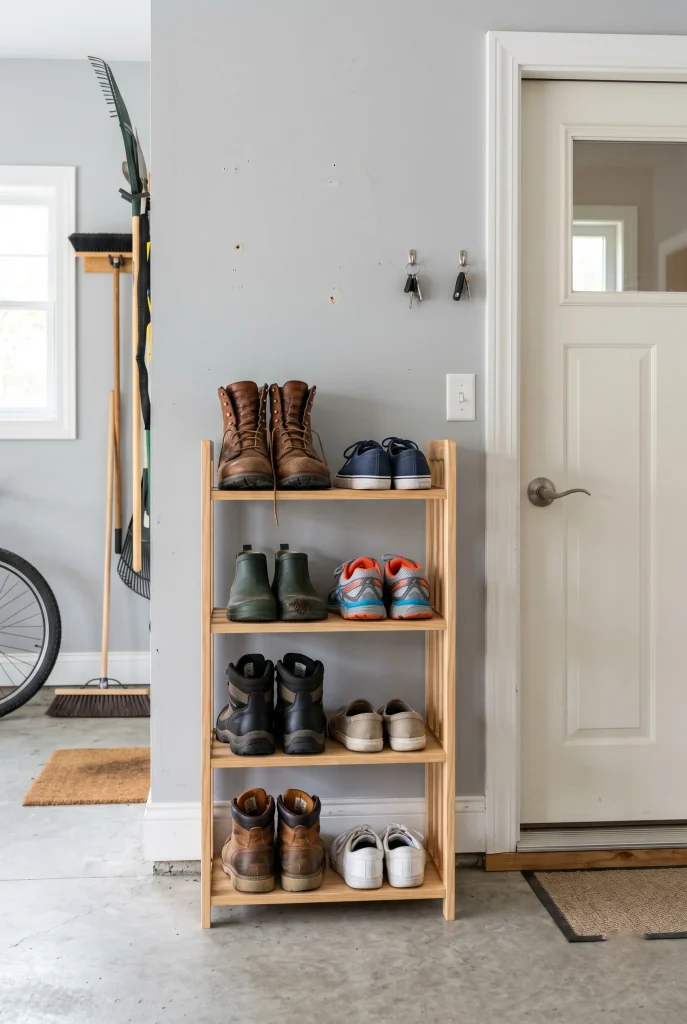 24. Add a Shoe Rack Near the Garage Entry