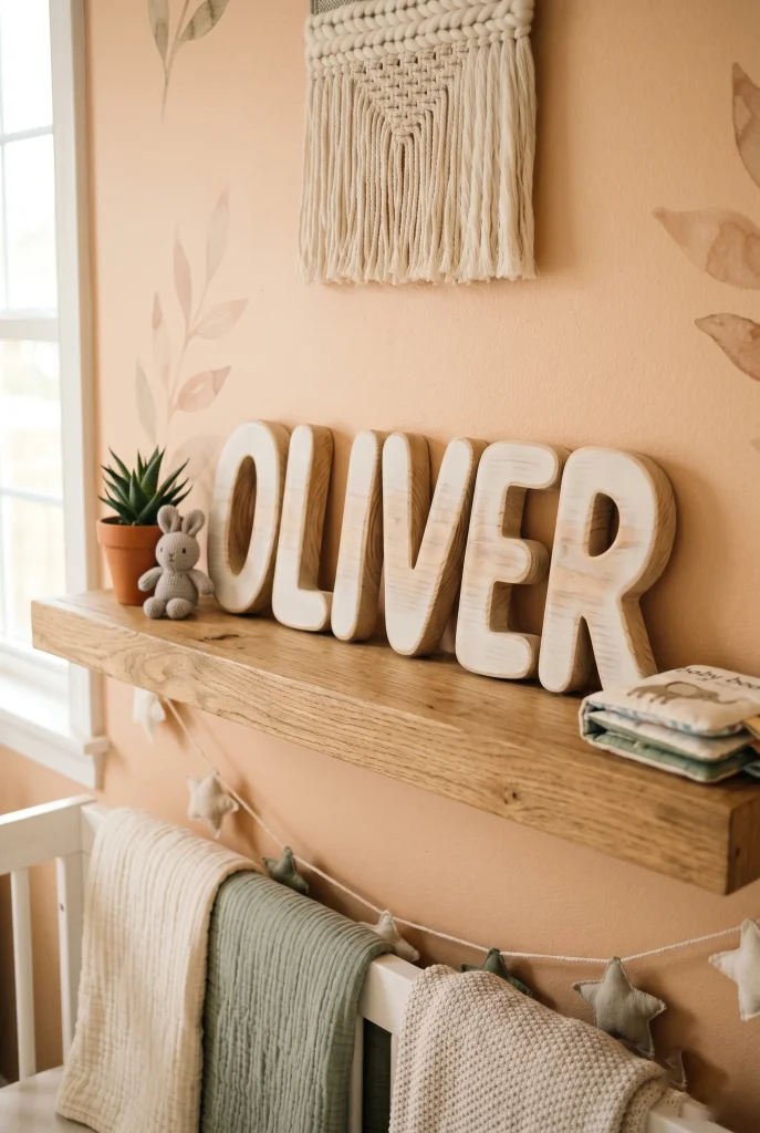 24. Baby Name Sign in Wood