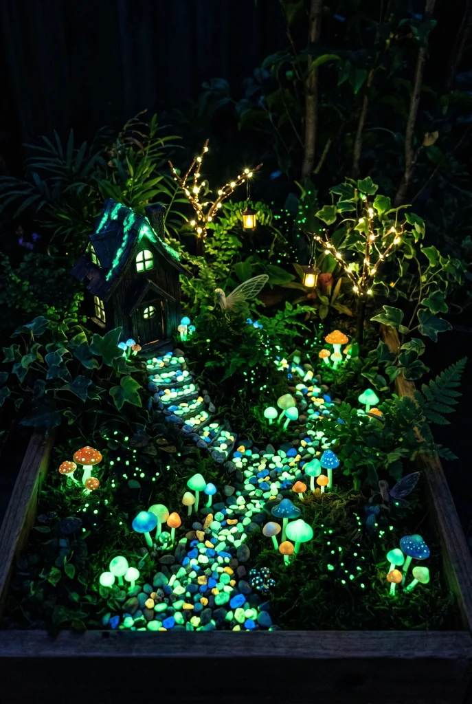 25. Make a Night Glow Fairy Garden With Glow in the Dark Paint