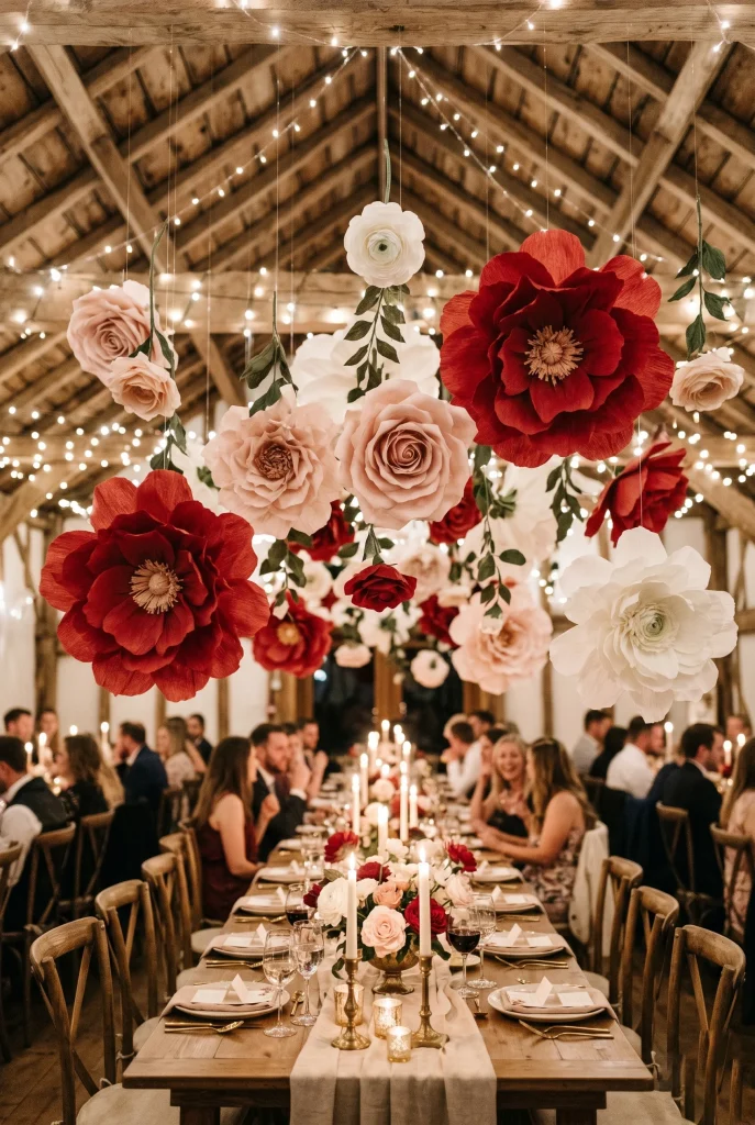 26. Hang Oversized Paper Flowers From the Ceiling
