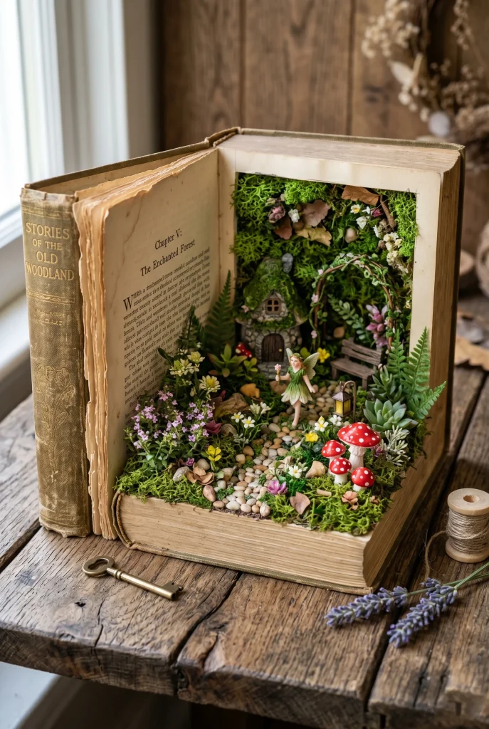 26. Use an Old Book as a Fairy Garden Base