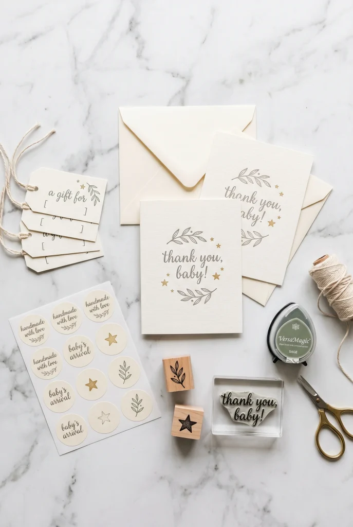 30. Hand Stamped Baby Stationery Set