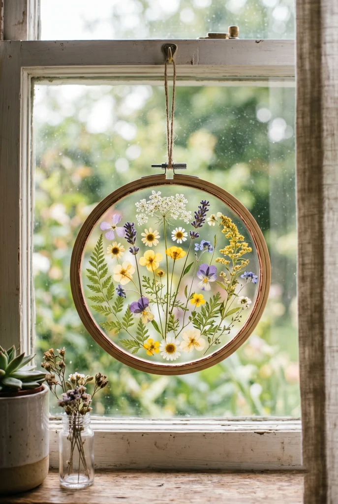 4. Pressed Flower Suncatcher