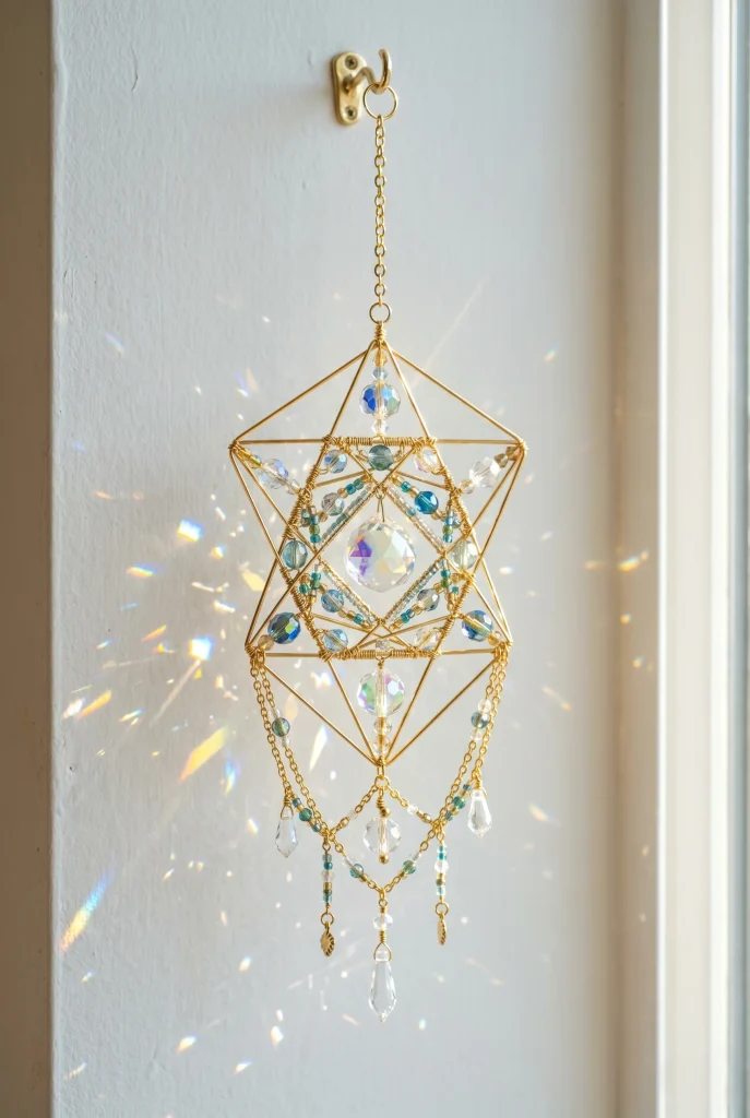 6. Geometric Wire and Bead Suncatcher