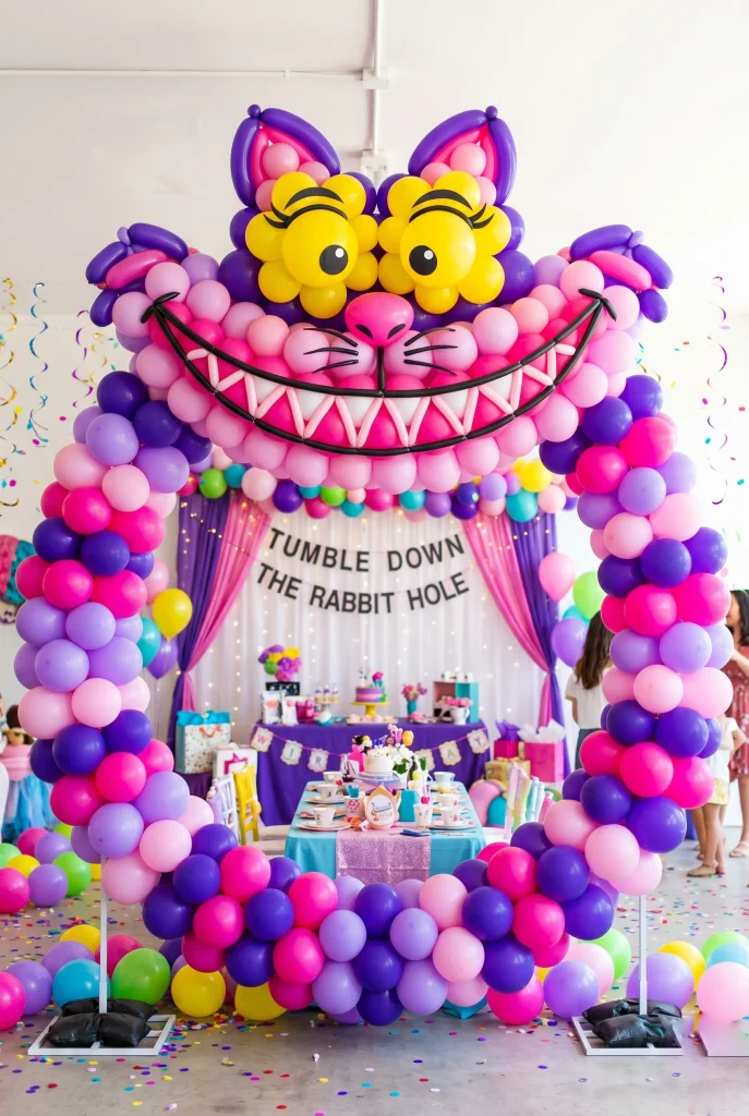 8. DIY a Cheshire Cat Balloon Arch