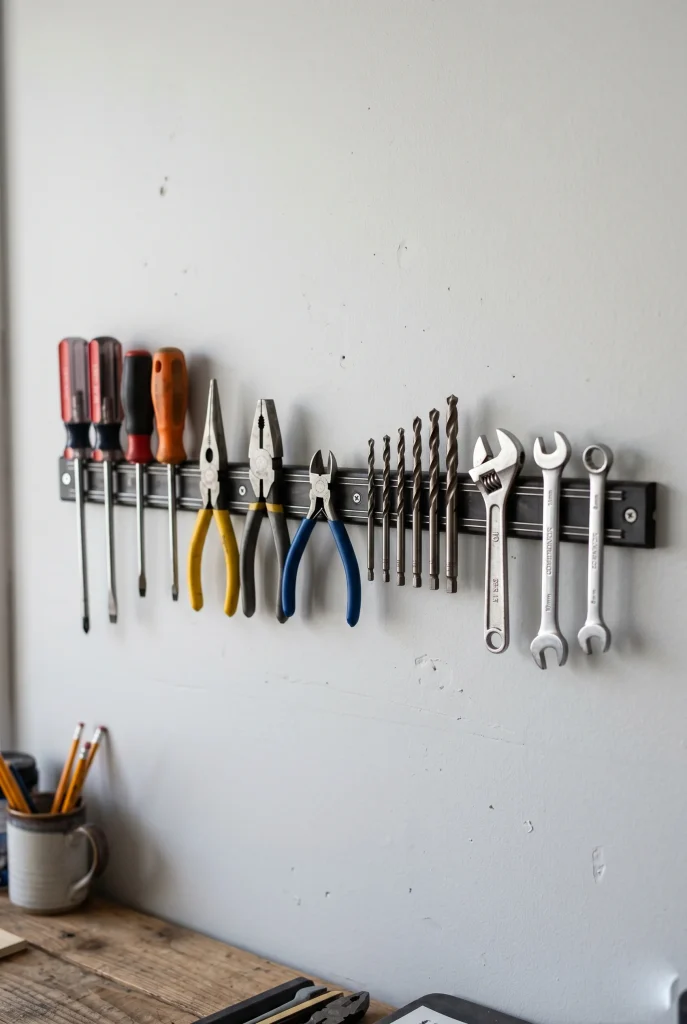 8. Use Magnetic Strips for Small Metal Tools