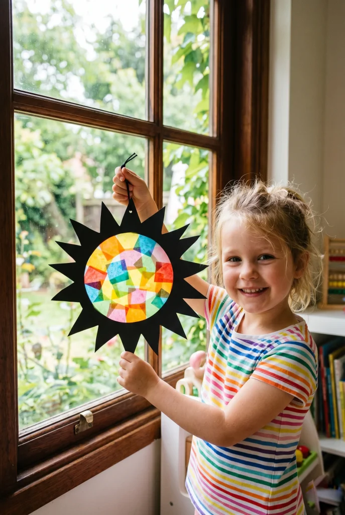 9. Tissue Paper Sun Catcher for Kids