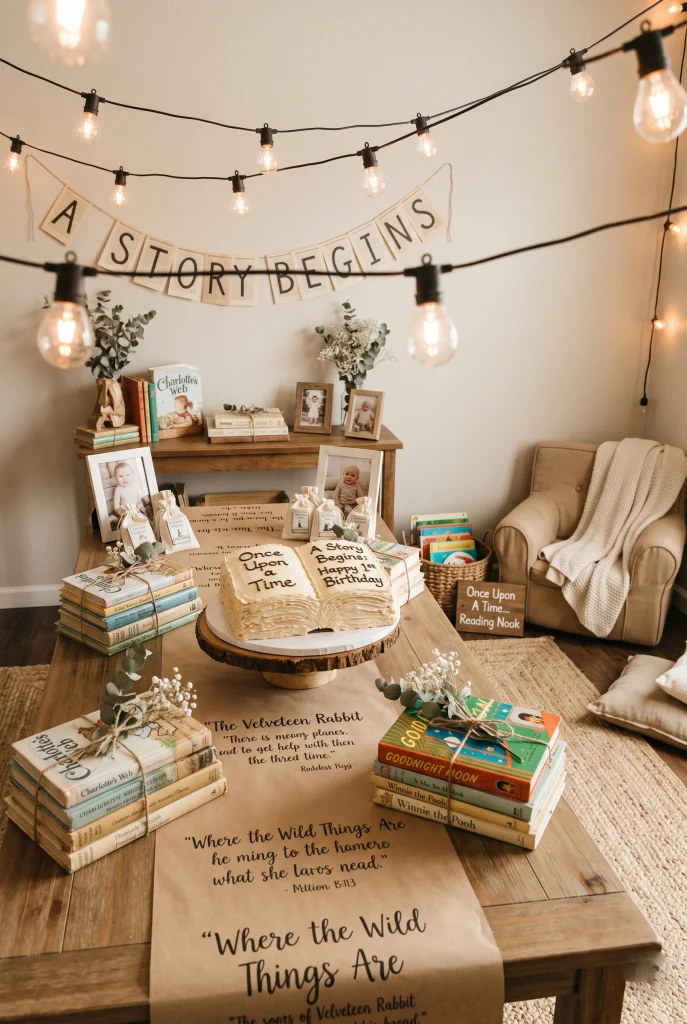 13 Boy First Birthday Party Ideas He'll Love 12 11. Book Themed A Story Begins Party