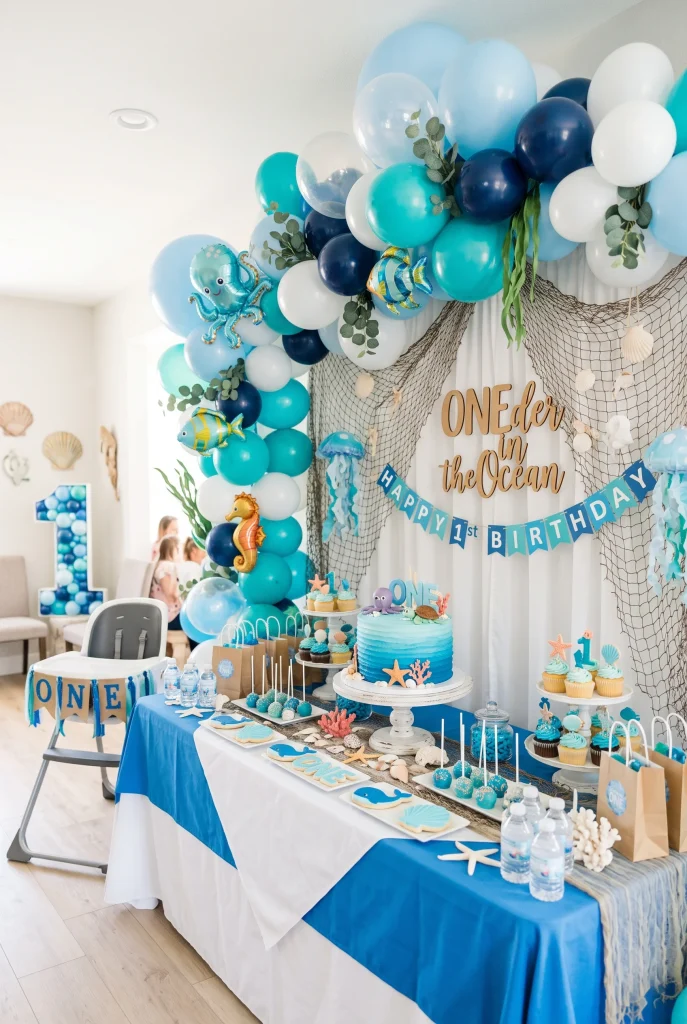 13 Boy First Birthday Party Ideas He'll Love 3 2. ONEder in the Ocean Under the Sea Theme