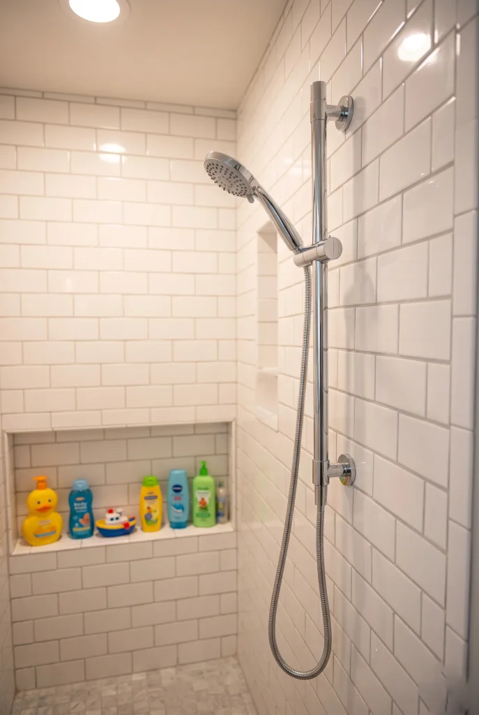 15 Kids Bathroom Ideas That Are Fun and Functional 7 3. Install a Handheld Showerhead