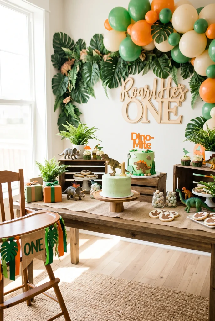 13 Boy First Birthday Party Ideas He'll Love 7 6. Dinosaur Dino Mite Party