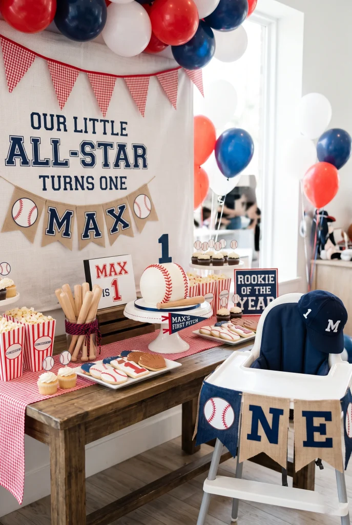 13 Boy First Birthday Party Ideas He'll Love 9 8. Baseball First Pitch Party